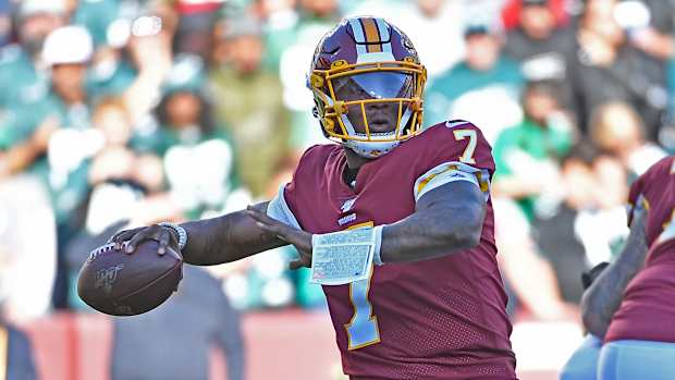 Dwayne Haskins Throw Phil © Brad Mills-USA TODAY Sports